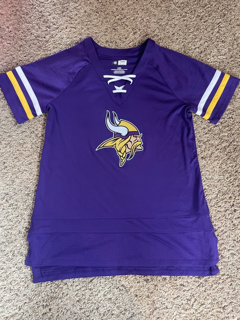 NFL Purple Minnesota Vikings Women’s Lace-Up Jersey Tunic Top